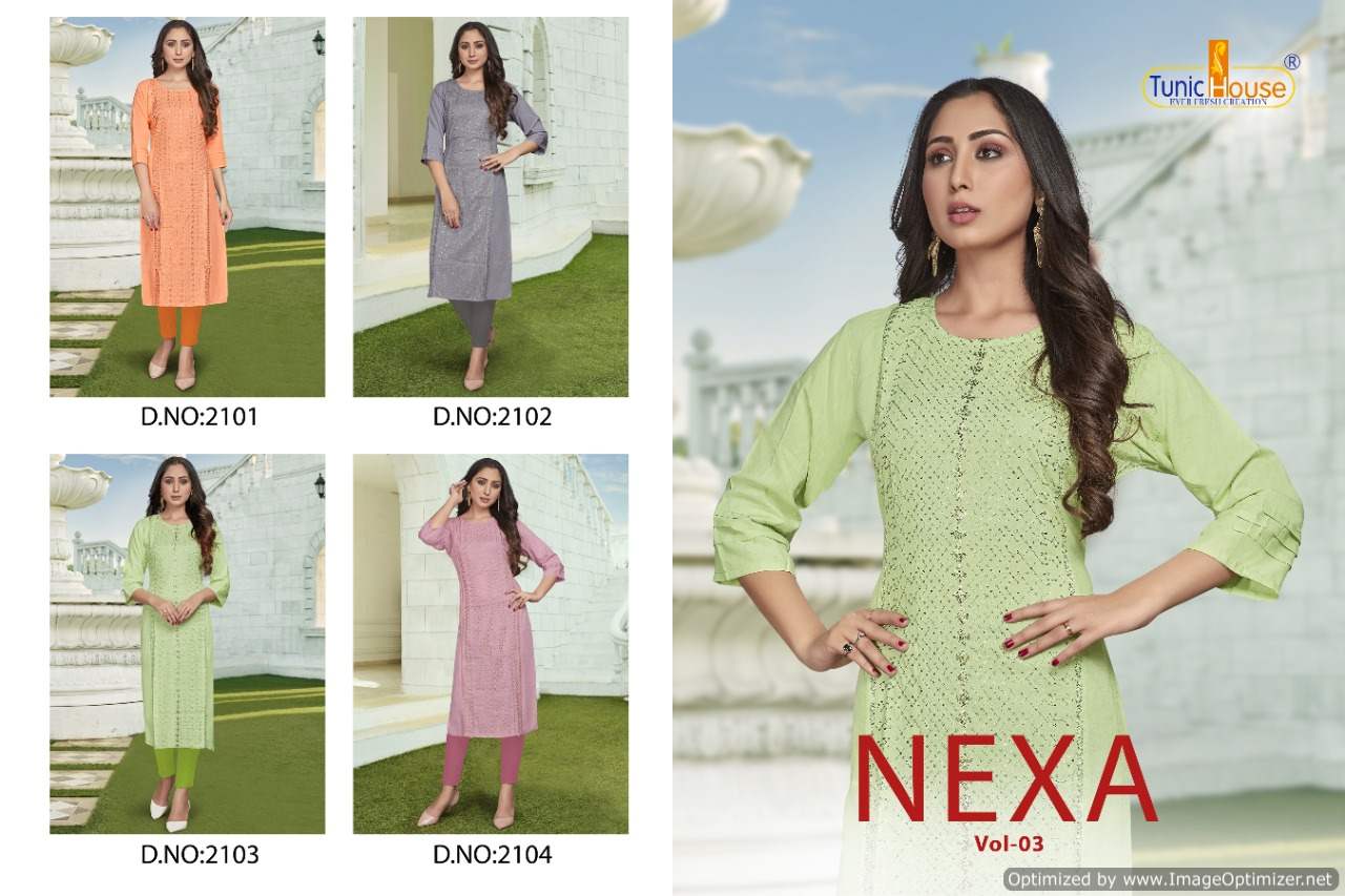 Tunic House Nexa 3 Embroidery Fancy Festive Wear Kurti Collection
